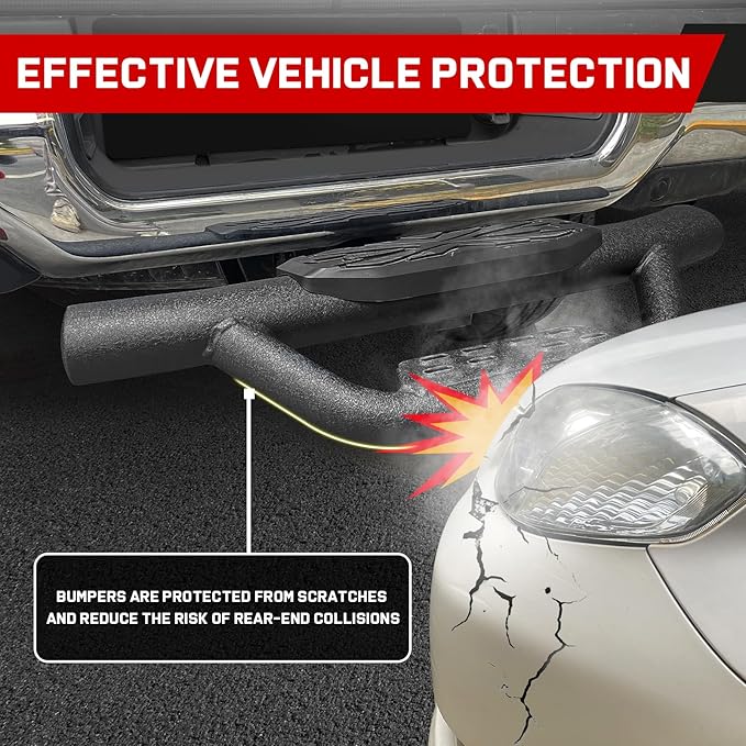 Double Layer Tow Hitch Step for 2" Hitch Receiver, Carbon Steel with Dual-Stage Black Powder Anti-Slip Trailer Hitch Step Universal Fit for Trucks SUV Car Van