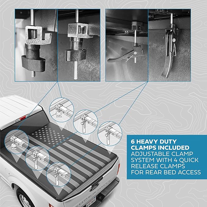 Truck Tonneau Cover for Ford F-250 F-350 Super Duty 2017-2024 / F-350 with 6.8 ft Bed Length, All-Weather Soft Tri-Fold Truck Bed Cover for Truck Black Flag Design