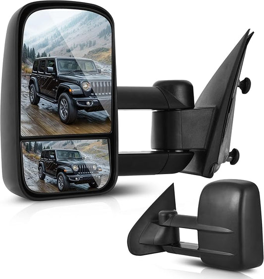 DWVO Tow Mirrors Compatible with 2014 2015 2016 2017 2018 Silverado Sierra 1500, 2015-2018 Silverado Sierra 2500 HD/3500 HD Side Mirrors with Manual Adjusted Telescoping Foldable