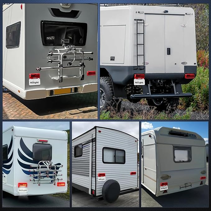 Nilight RV Tail Light 2PCS 72 LED Red Running Stop Brake Turn Signals White License Plate Lights Surface Mount Waterproof Taillights for Caravan Camper Van