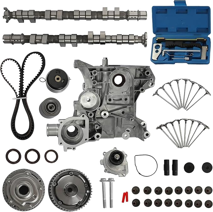 1.8 2Pcs Intake&Exhaust Camshaft Timing Belt Kit w/VVT Gear Timing Tool Kit Water Pump Oil Pump Valves Fit For Chevrolet Cruze Sonic Cruze Limited 1.8L L4 2011-2018 55571921 55571923 TCK338