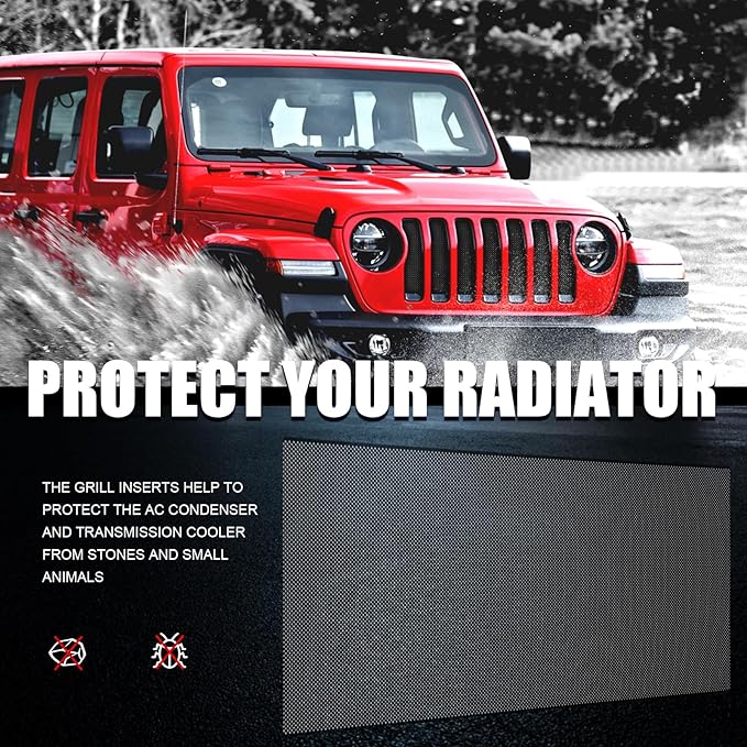 moveland Grill Insert for Jeep JL - Aluminum Alloy Mesh Grille Grid Insert Screen Compatible with Jeep Wrangler JL & Jeep Gladiator 2018 2019 2020 2021 2022 2023 2024