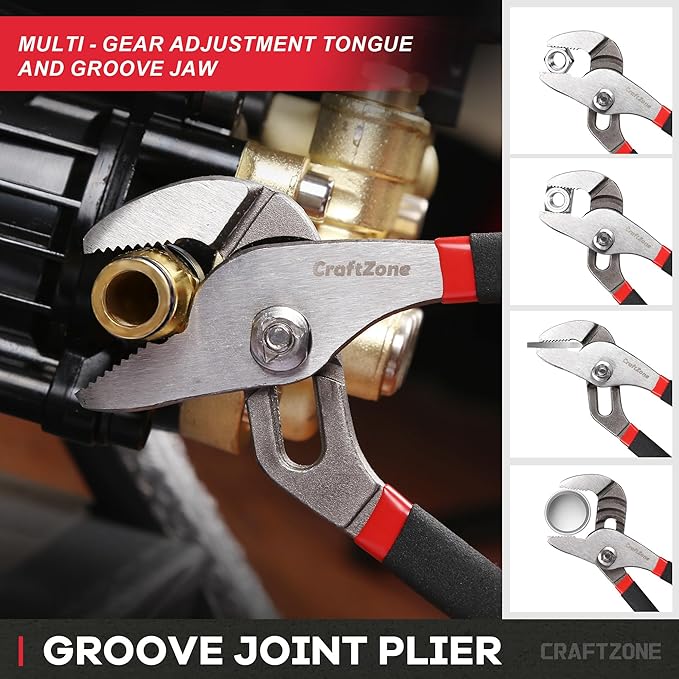 10PC Pliers and Wrench Set with Storage Rack – Includes Locking | Long Nose | Diagonal Cutter | Groove Joint | Linesman & Mini Plier, Carbon Steel Tool Kit for DIY and Home a Gift for Man