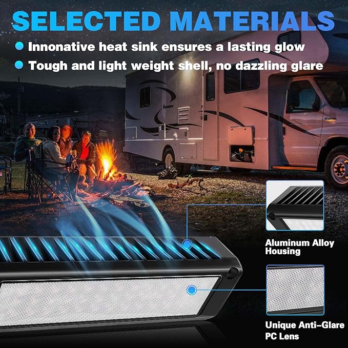 SKTYANTS 13" Exterior LED Flood Lighting Fixture, led rv Light Exterior Lights, 6000K Super Bright, 12V/24V DC, High Lumen Output Low Current Draw, IP 67 Waterproof for RV Boat