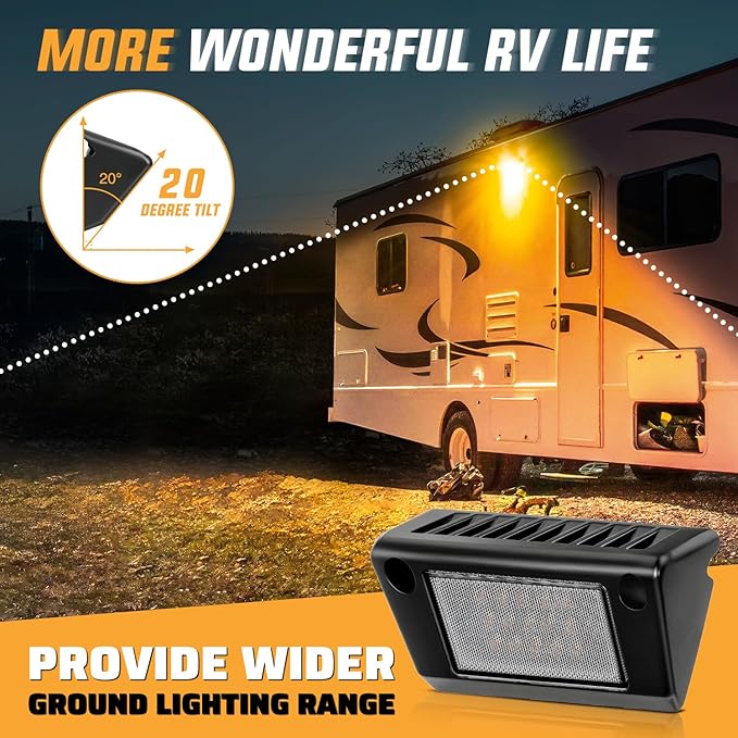 Nilight RV Exterior Light 2PCS 5 Inch Porch Lights Amber Beam 12V 24V LED Scene Cargo Lighting Black Aluminum Housing for RVs Trailers Travel Campers 5th Wheels Motorhome SUV Truck