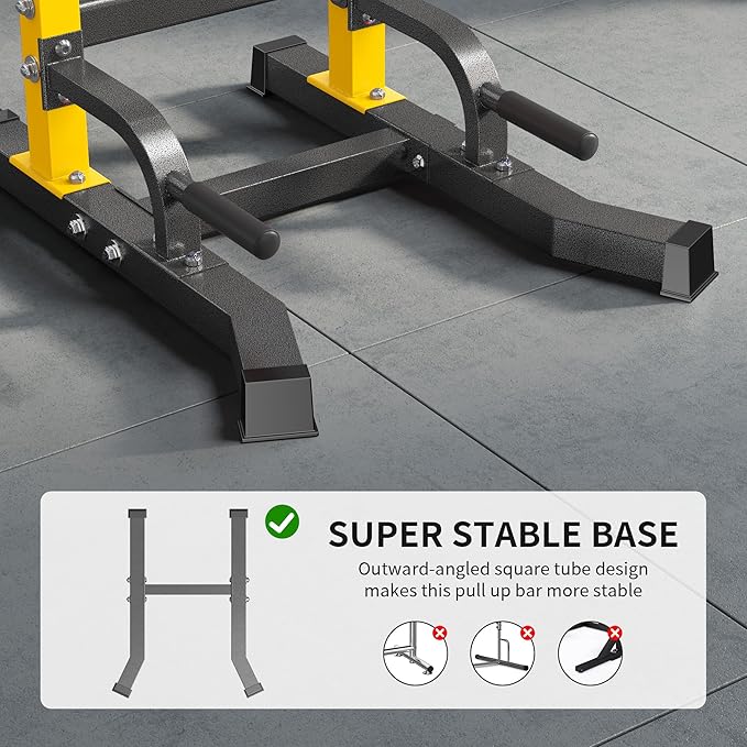 SogesHome Adjustable Pull Up Bar & Dip Station, Heavy Duty 500LB Capacity Multifunctional Home Gym Fitness Equipment for Strength Training, Push Up Stand for Arm, Back, Core & Full Body Workout