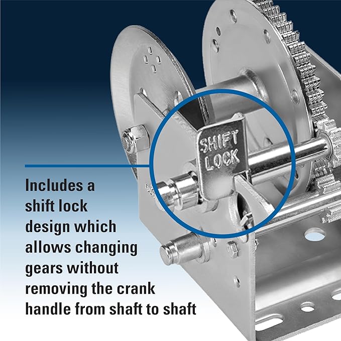 Fulton 142420 Trailer Winch, Two-Speed, 3,200 lbs. Capacity, No Strap, 10 Inch Handle, Silver