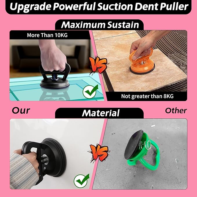 Car Dent Puller, 8 Packs Dent Remover Tool for Car Dent Repair, Versatile Suction Cups Puller with Strong Suction & Effortless Handle for Auto Body, Glass, Fridge, Tile Lifting & Objects Moving