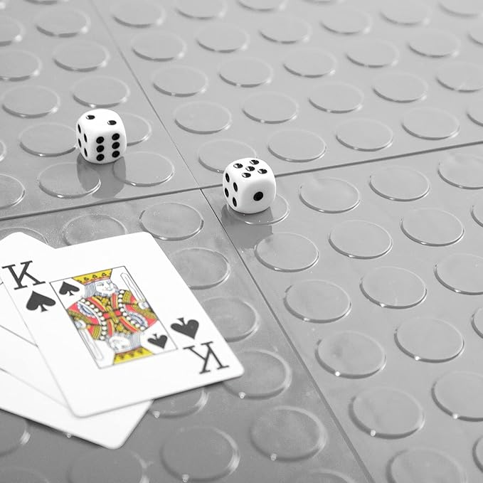 IncStores FlooringInc's Nitro 12"x12" Snap-Together Garage Flooring Tiles, Non-Slip Interlocking Plastic Floor Mat, Garage Organization & Storage, Coin Pattern, Gunmetal, 52 Tiles, 52 Sq/Ft