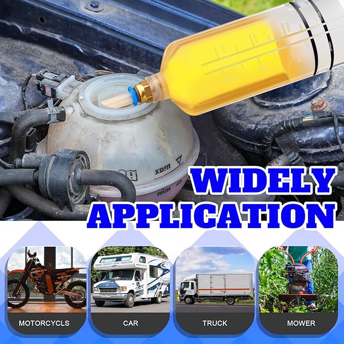 Lothee 2 Pack 500cc Automotive Fluid Extractor Pump Oil Extractor Hand Syringe Pump with Hose Manual Suction Vacuum Fuel Car Transfer for Power Steering, Hydraulic Fluid (Blue)