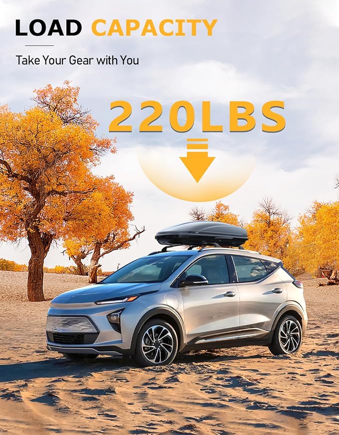 Tuyoung 220lbs Roof Racks Cross Bars Compatible with Chevrolet Chevy Bolt EUV 2017-2025 Bolt-EUV, Heavy Duty Aluminum Crossbar Roof Rail Cargo Carrier Rooftop Car Black Accessories