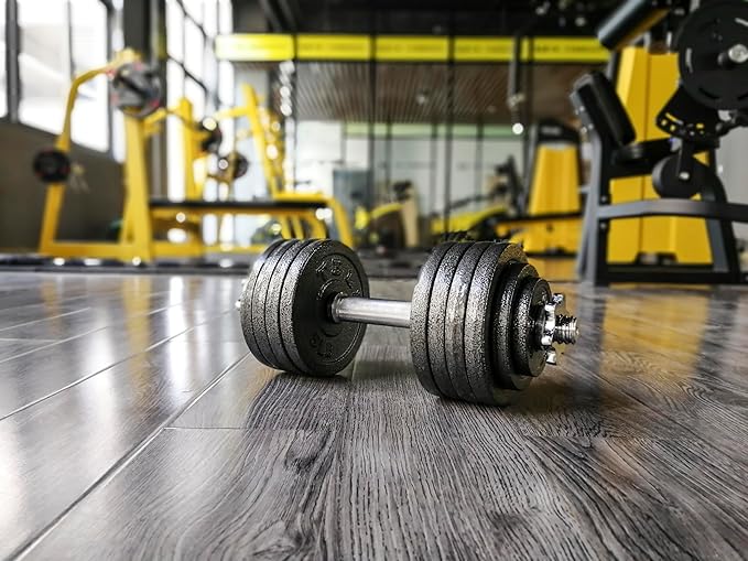 TELK – Adjustable Dumbbell Set – Home Gym Weight Set with Baked Enamel Cast Iron Plates – Space-Saving Free Weights for Strength Training
