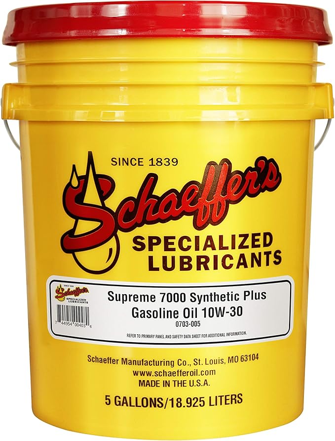 Schaeffer Manufacturing Co. 0703-005 Supreme 7000 Synthetic Plus Gasoline Engine Oil, 10W-30, 5-Gal Pail