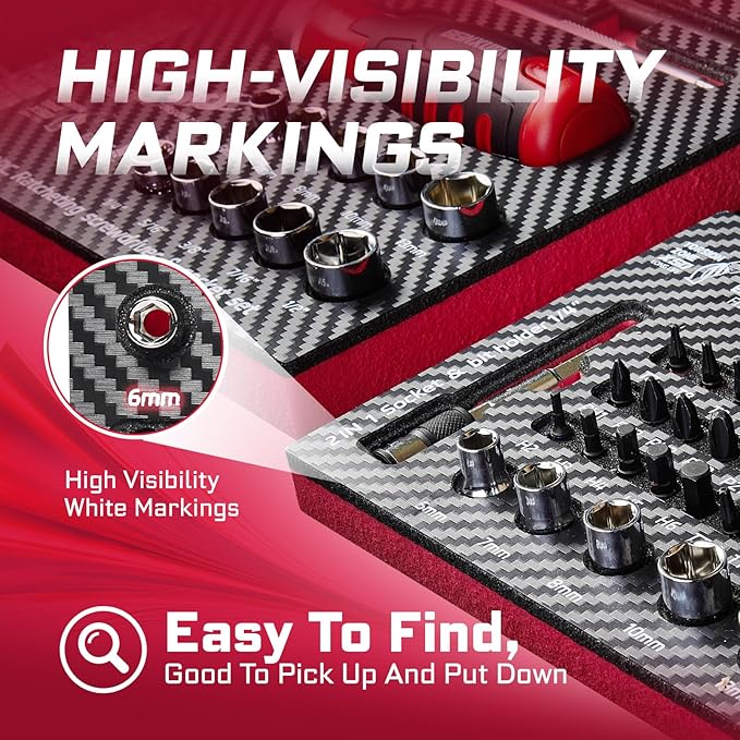 42Pieces Impact Screwdriver Bit & Socket Set with Mini Ratcheting Wrench, 30Pcs Impact S2 Screwdriver Bits Set, 5Pcs SAE & Metric Sockets and 2-In-1 Bit Extension Holder Repair Tools