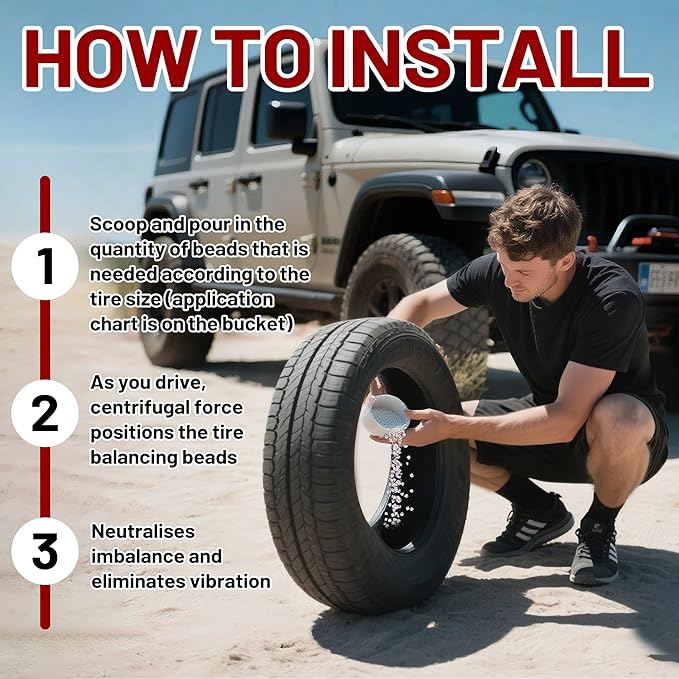 Tempered Glass Tire Balancing Beads 13.2LBS (3KG*2 Bulk Tub), Tire Balance Beads for Truck Tires, Trailers, Off-Road Vehicles & RVs - Heavy-Duty Wheel Balance Solution with Scoop Included