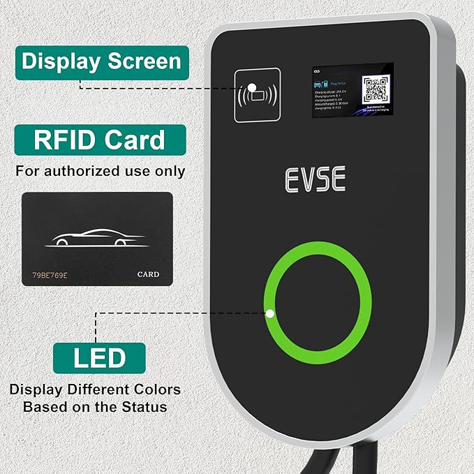 RUTU Level 2 EV Charger for Tesla Model Y/X/3/S, 48A 240V Adjustable Electric Vehicle Charging Stations Up to 11.5Kw,Smart WiFi Enabled 14-50 Plug NACS Level 2 Charger with Flexible 25Ft Cable