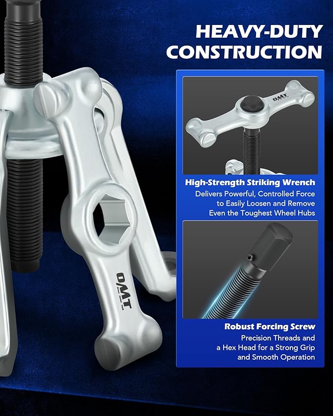 Orion Motor Tech Universal Hub Puller Tool, Master Brake Drum Puller with Adjustable Legs 7.6 in Maximum Bolt Circle, Heavy Duty Steel Wheel Hub Removal Tool for Most Car Truck Models