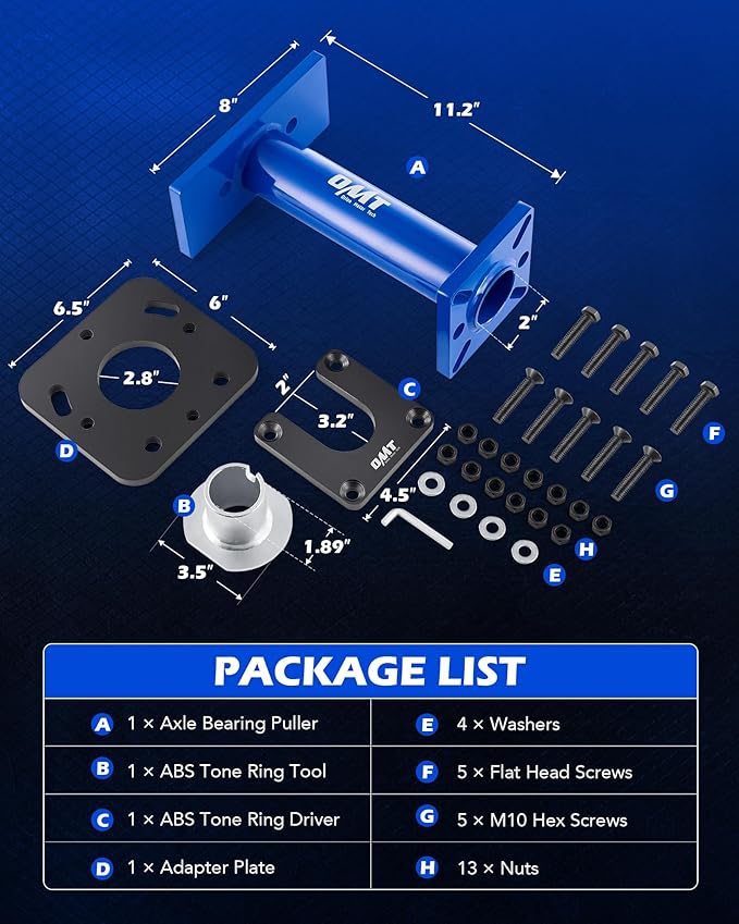 Orion Motor Tech Rear Axle Bearing Puller and Installer, Wheel Bearing Removal Tool Compatible with 1995-1998 T100 1995-2004 Tacoma 1995-2020 4Runner 2000-2006 Tundra and 2004-2012 Hilux Pick-up