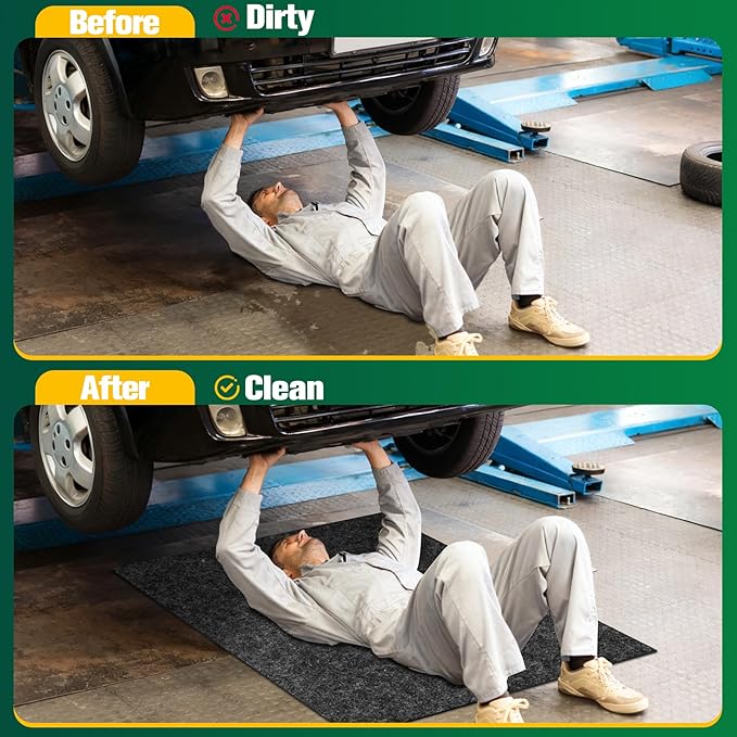 ToLanbbt Garage Floor Mat 72" x 60" - Oil Spill Mat for Under Car Driveway Oil Drip Pad with 8P Tapes, Waterproof Backing, Leak Absorbent, Reusable, Washable, Protect Garage Floor (1P, Dark Gray)