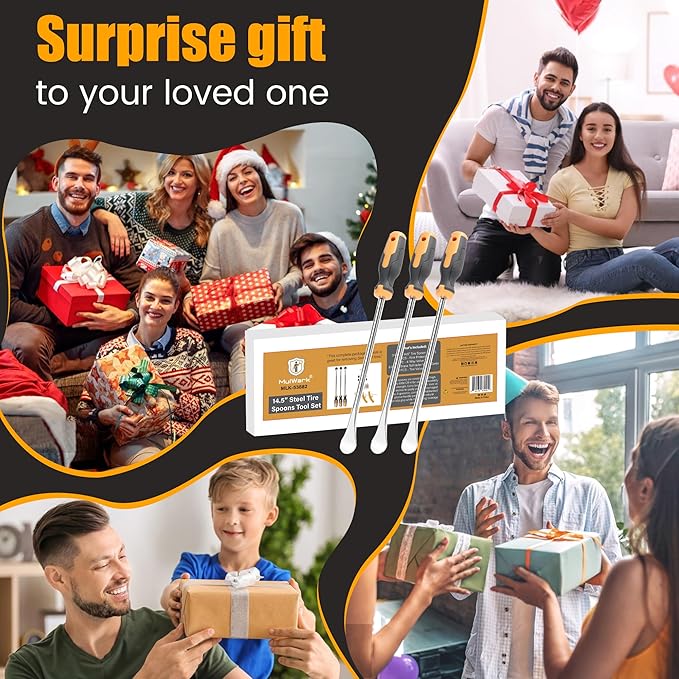 MULWARK Tire Spoons 14.5 Inches Motorcycle Tire Changer Durable Chrome Vanadium Steel Tire Changing Kit Includes Rim Protectors Easy to Use Tire Iron