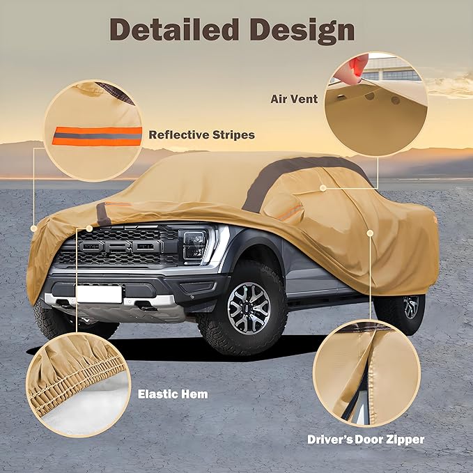 Car Cover Waterproof All Weather Compatible with Ford F150, Outdoor Anti-UV Sun Rain Protection Full Exterior Cover