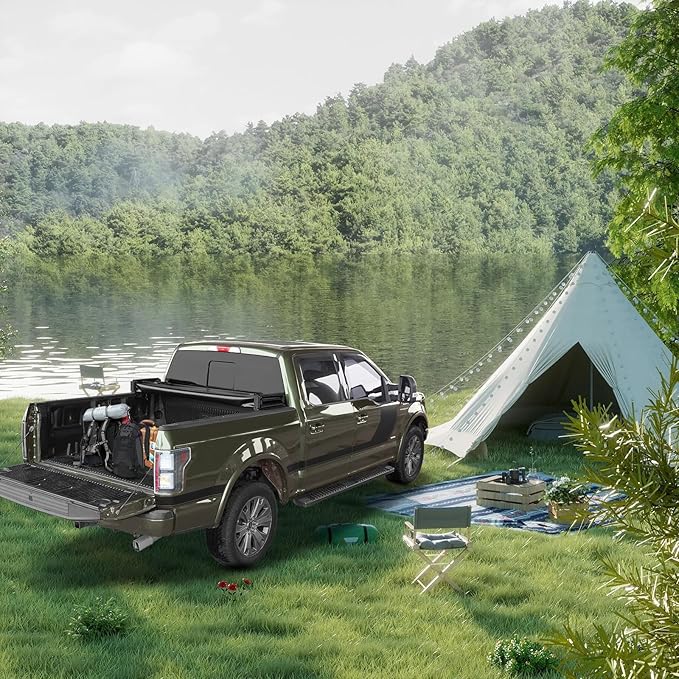 Perfit Liner 6.8 FT (82") Bed Soft Quad-Fold Tonneau Cover for 1999-2024 Ford F-250 F-350 F-450 Super Duty Styleside/Fleetside Truck Cargo Topper, Softtop, 4-Folding (NOT for Flareside/Stepside)