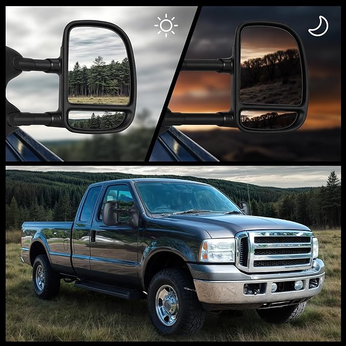 DWVO Towing Mirror fit 99-16 Ford F250 F350 F450 F550 Super Duty, 01-05 Ford Excursion with Maually Adjustable Pair Set