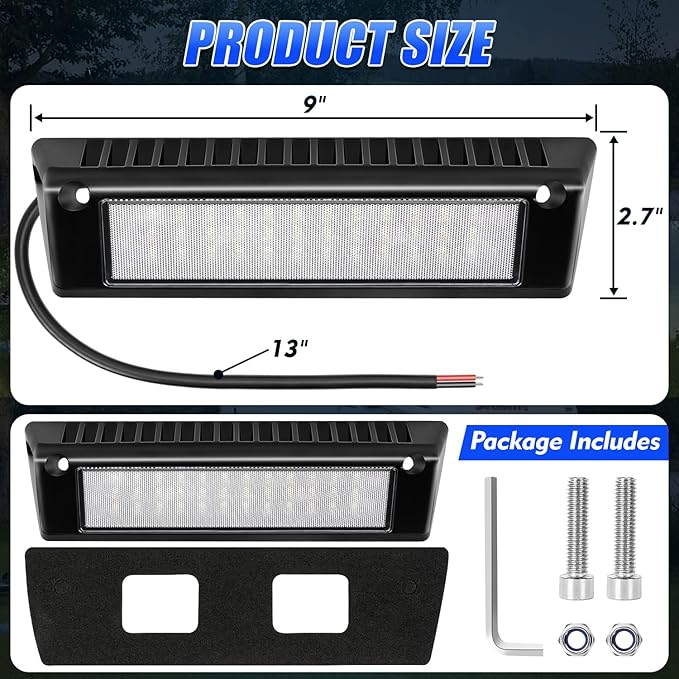 ‌SUPAREE RV Outdoor Lights 12V Exterior Light for Camper, Waterproof LED Porch Light 9" 32W 2000LM 6000K, Outside Lights for RV Trailer Truck Boat