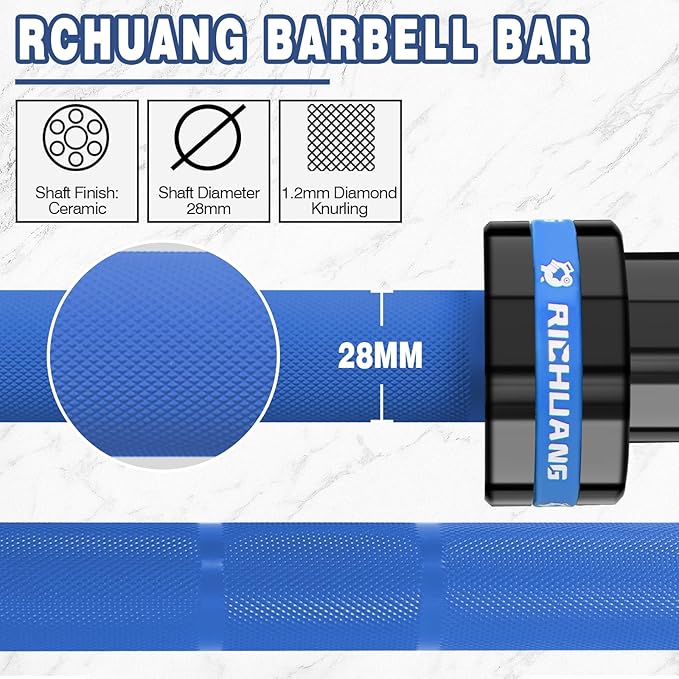 7ft Olympic Barbell – 1500LB Capacity 45LB Weightlifting Bar, 28mm Olympic Bar with Bearings, Fits 2" Plates, Alloy Steel Power Bar for Home Gym Strength Training