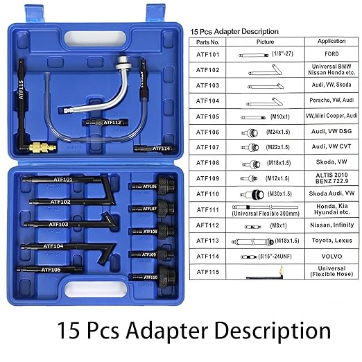 7.5L Transmission Fluid Pump Kit with 15 ATF Adapters, 2 Gallon Manual ATF Refill Kit,Transmission Fluid Transfer Pump (Blue)