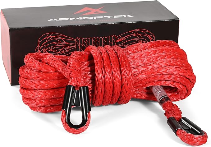 Synthetic Extension Rope Winch Heavy Duty Tow Rope, 1/2" x 50' Winch Cable, 16490KG Load – Ultimate Winching Kit, for Car, Truck