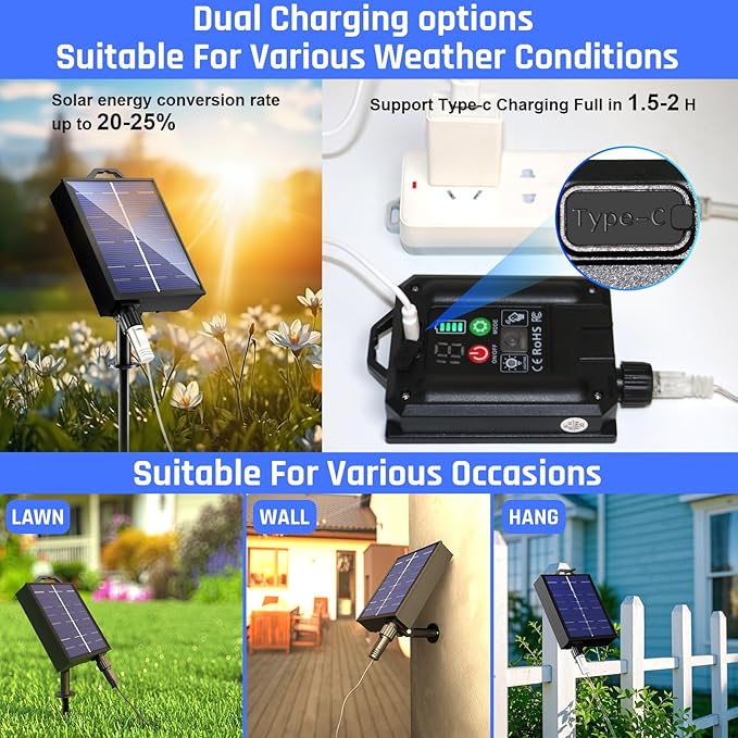 New Upgraded Solar Rope Lights Outdoor Waterproof 19 Modes170ft 500 LED Solar String Lights with Remote Timer Dimmable USB Rechargeable Yard Outside Christmas Lights Xmas Decor (500LED-Multicolor)