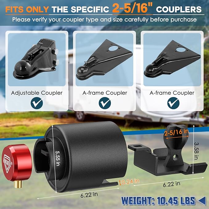 2-5/16" Heavy Duty Trailer Lock - Ball Coupler and Safety Chains Anti-Theft, Solid Steel Trailer Tongue Lock for RV, Boat, Camper, Cargo Trailers