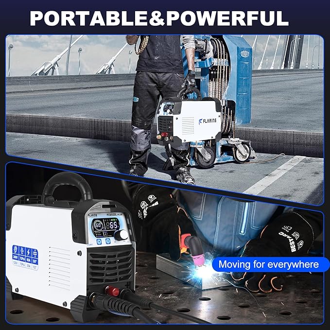 FLARING FC650DL PLUS Plasma Cutter 65 AMP Non Touch Pilot Arc Plasma Cutter Machine 120/240V Dual Voltage, Digital Display, High Frequency IGBT Inverter, Post Air/2T/4T, 5/8" Clean Cut with Consumable