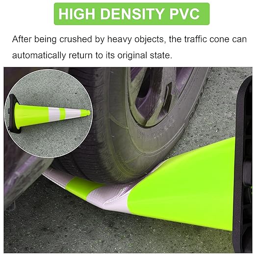 OrangeStar 28" Traffic Cones 4-Pack, Green Safety Cones with Reflective Collars, Weighted Rubber Base for Highway, Roadwork, Parking Lot Safety, Warehouse, Indoor & Outdoor Use