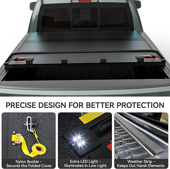 AUTOSAVER88 FRP Truck Bed Tonneau Cover Hard Tri-fold Fits for Ford F-150 F150 2015-2025 5.5ft Bed (Excl. Raptor Series)