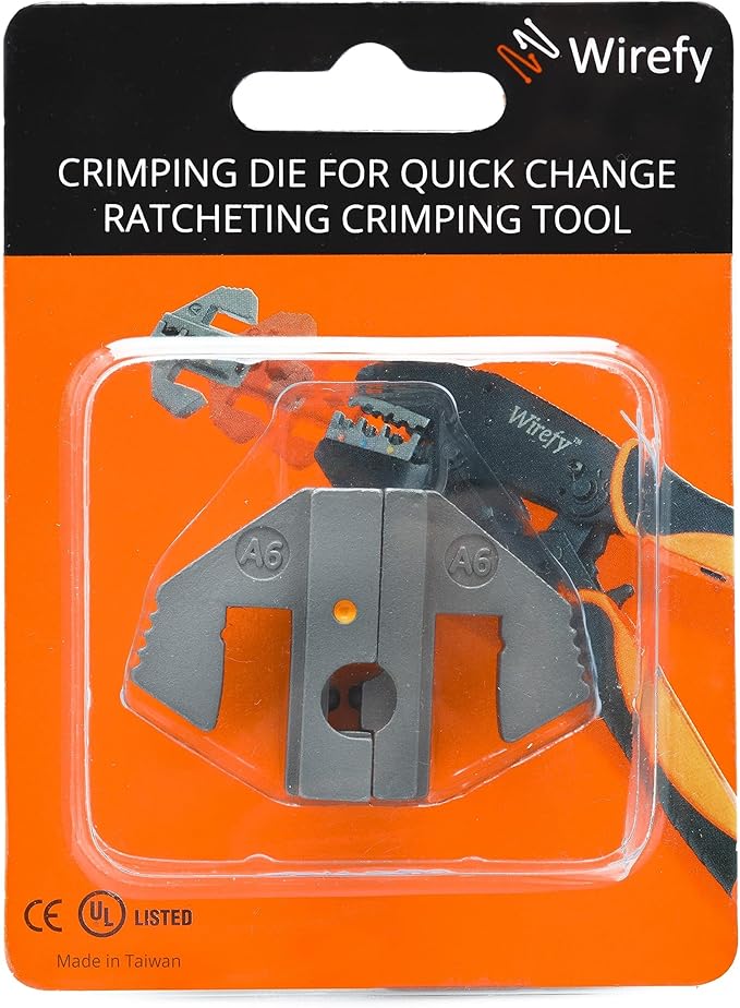Wirefy ICD-A6 Crimping Die for Insulated Flag Connectors 12-10 AWG – Interchangeable Quick-Change Die for Wirefy Crimping Tools – Precision Crimp for Electrical Terminals