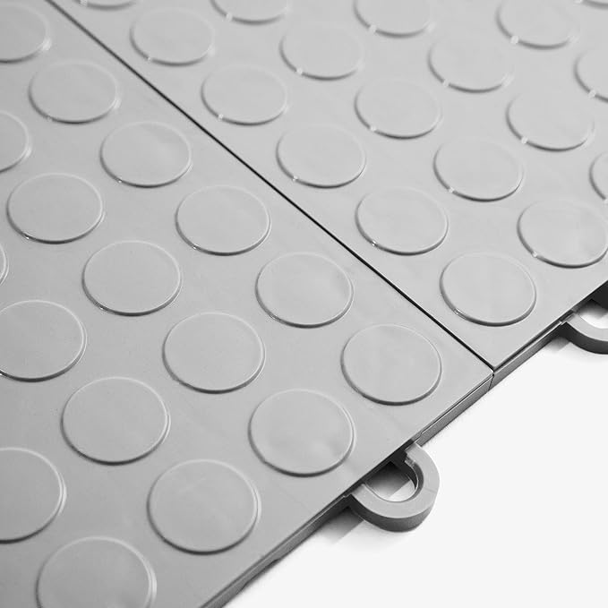 IncStores FlooringInc's Nitro 12"x12" Snap-Together Garage Flooring Tiles, Non-Slip Interlocking Plastic Floor Mat, Garage Organization & Storage, Coin Pattern, Gunmetal, 52 Tiles, 52 Sq/Ft