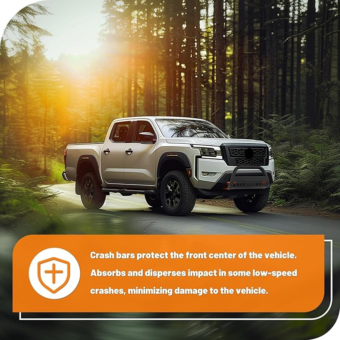 KUAFU Bull Bar Compatible with 2022 2023 2024 2025 Nissan Frontier Front Bumper Brush Guard Grille Grill Guard Push Bull Bar Steel Black