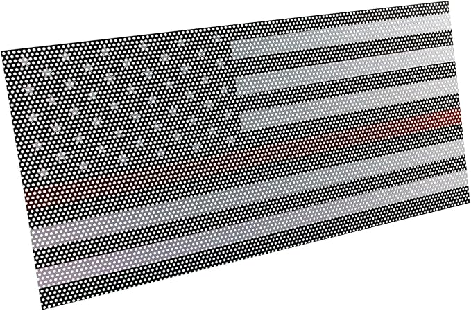 Hooke Road Wrangler Flag Grill Insert JK Mesh Grille Deflector Guard Compatible with Jeep JK Wrangler 2007-2018 - Thin Red