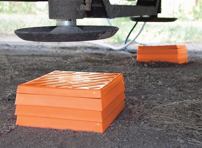 Tri-Lynx Lynx Levelers RV/Trailer/Motorhome/Vanlife interlocking Leveling Blocks with Nylon Storage Bag for most Leveling and Stabilizing functions. 10 Pack, Orange, 00015, Made in USA.