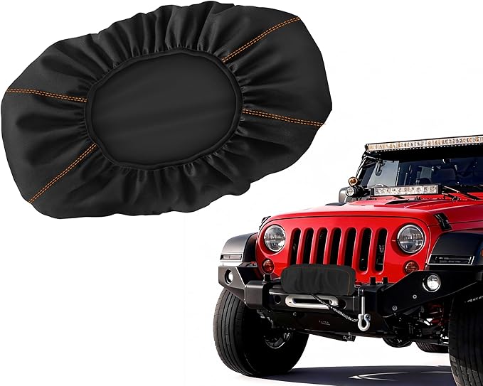 Winch Cover,Dustproof Winch Protection Cover,Badlands Winch Cover 12000 lb Waterproof,Tear Resistant for Up to 17500 Lbs Electric Winches,Indoor/Outdoor Fit for Warn(22″Lx9.8″Hx7.5″W)