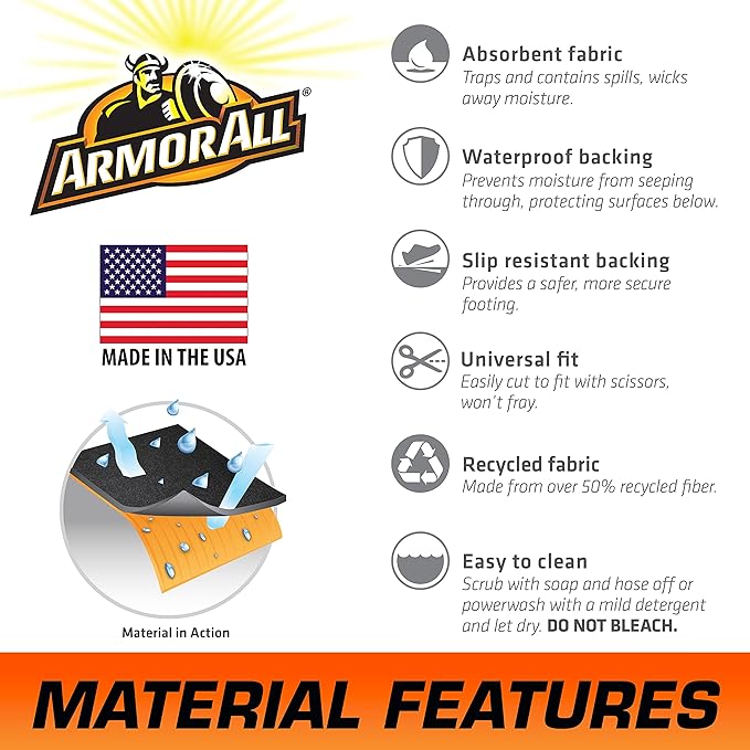 Armor All Original XL Garage Floor Mat, (22' x 8'10"), (Includes Double Sided Tape), Protects Surfaces, Transforms Garage - Absorbent/Waterproof/Durable (USA Made) (Charcoal)