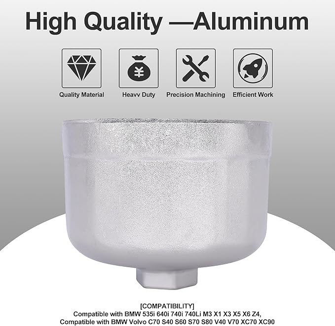 86mm 16 flutes Oil Filter Wrench, Oil Filter Cap Remover Removal Tool Socket Compatible with Volvo, BMW 128I, 135I, 135IS, 228I, 320I, 325I, 325XI, 328I, 330I, 335I, 335IS, 335XI, 428I