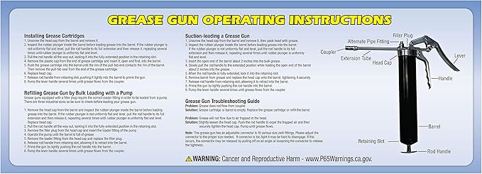 STAR BRITE Standard Duty Pistol Grease Gun - Compatible with 14 OZ. Cartridges, Corrosion-Resistant, One-Handed Operation, Fits Standard Zerk Fittings (028724)