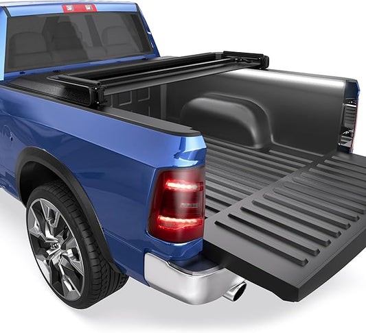 Soft Tri 5.8FT Tonneau Cover Compatible for 2009-2025 Dodge Ram 1500 Fleetside (Classic & New Body) W/o Ram Box Truck Bed 69.6 Inch w/ 2X 60'' Led Light Strips 6500K White