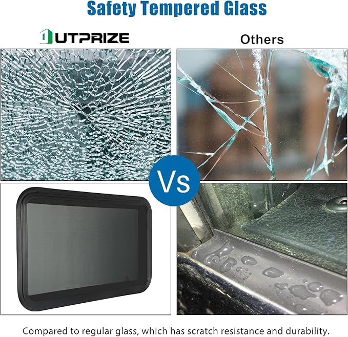 RV Exit Window, 36" W x 22" H Tinted RV Window with Net Screen and Trim Ring, Suitable for 1-1/2" or 2" Walls, DOT Approved