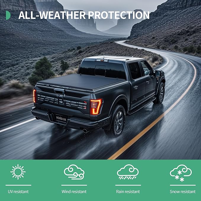 Soft Quad-fold Tonneau Cover Fit for Dodge Ram 1500 2009-2025 (Incl. Classic & New), Fleetside 5.7 Ft Bed (Without Ram Box)