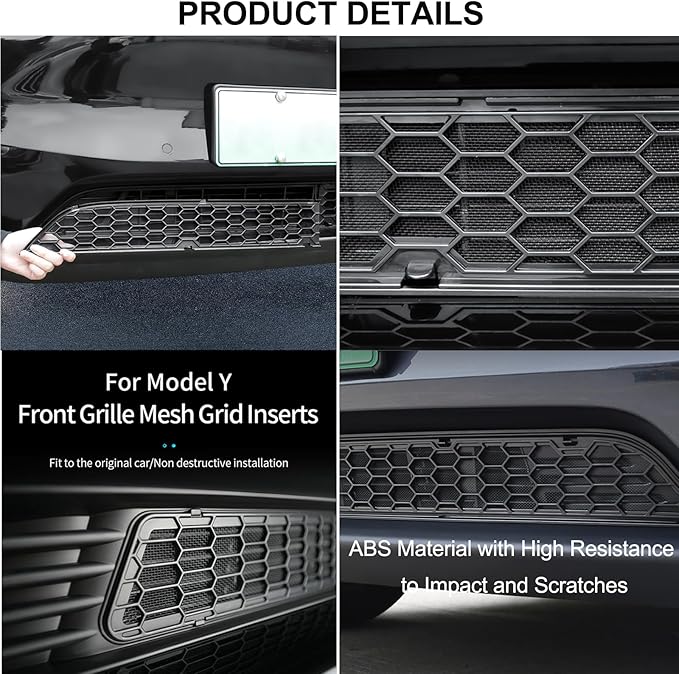 Grille Mesh Insert for Tesla Model Y Juniper 2025-2026 Front Air Inlet Vent Grille Cover with Insect Protection, Detachable & Easy Install Snaps