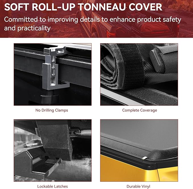 YITAMOTOR Soft Roll Up Truck Bed Tonneau Cover Compatible with 2015-2025 Chevy Colorado/GMC Canyon, Fleetside 5.2 ft Bed